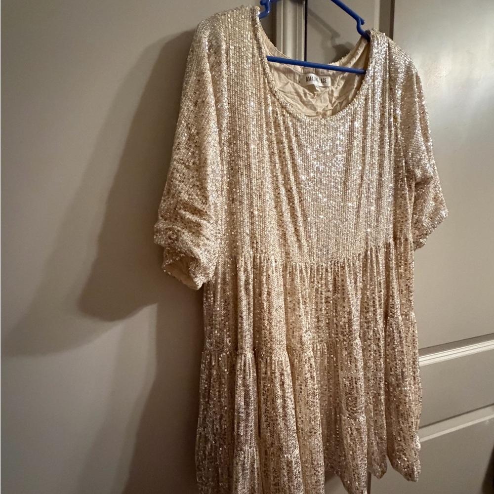 Champagne Sequin Babydoll Dress
